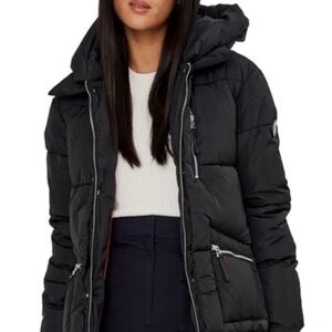 NOIZE Billie Black Quilted Parka Hooded Size XL